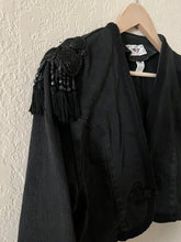 Load image into Gallery viewer, Vintage Cropped Black Tassel Jacket
