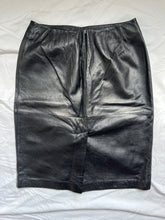 Load image into Gallery viewer, vintage black leather pencil skirt
